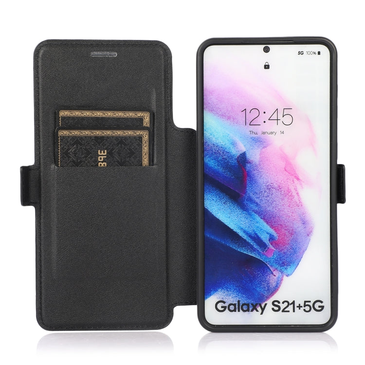 Push Window Double Buckle PU + Silicone Horizontal Flip Leather Case with Holder & Card Slot For Samsung Galaxy S21 5G