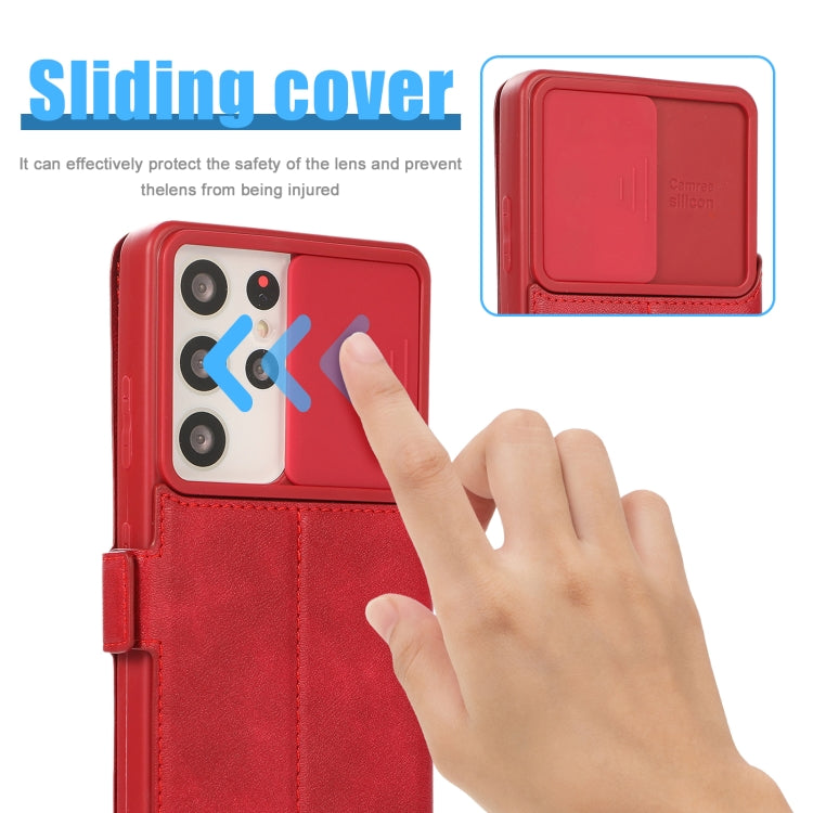 Push Window Double Buckle PU + Silicone Horizontal Flip Leather Case with Holder & Card Slot For Samsung Galaxy S21 Ultra 5G