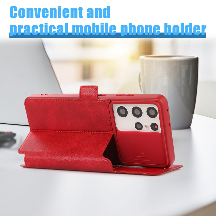 Push Window Double Buckle PU + Silicone Horizontal Flip Leather Case with Holder & Card Slot For Samsung Galaxy S21 Ultra 5G