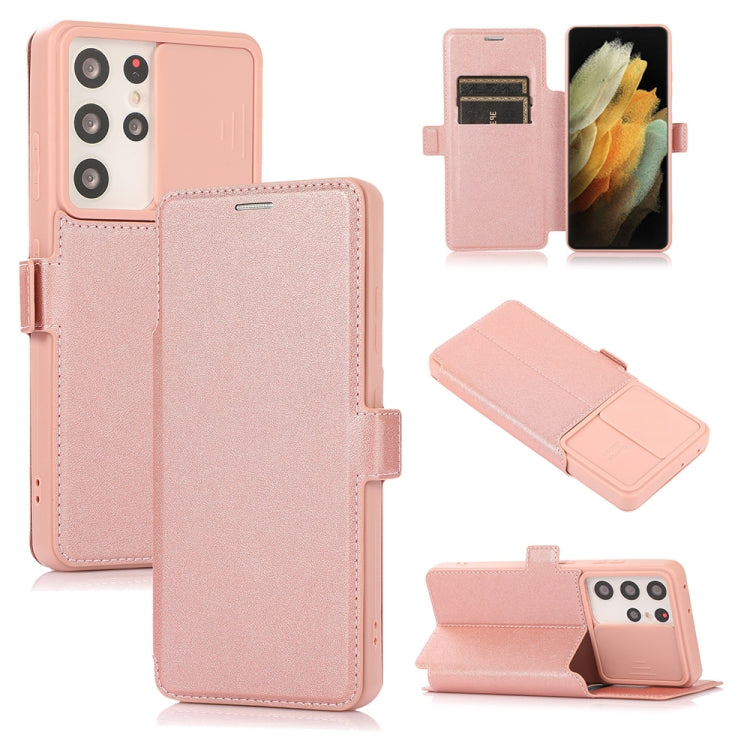 Push Window Double Buckle PU + Silicone Horizontal Flip Leather Case with Holder & Card Slot For Samsung Galaxy S21 Ultra 5G