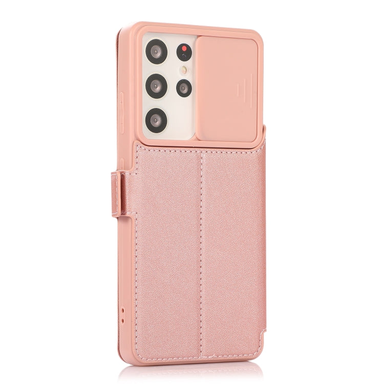 Push Window Double Buckle PU + Silicone Horizontal Flip Leather Case with Holder & Card Slot For Samsung Galaxy S21 Ultra 5G