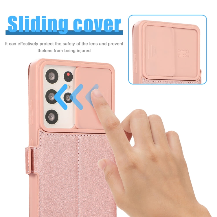 Push Window Double Buckle PU + Silicone Horizontal Flip Leather Case with Holder & Card Slot For Samsung Galaxy S21 Ultra 5G