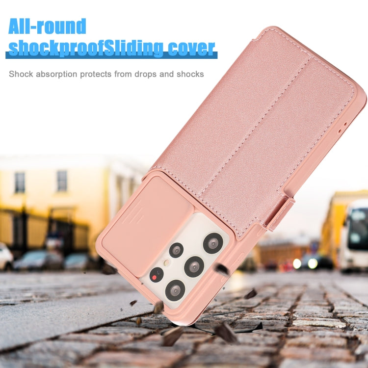Push Window Double Buckle PU + Silicone Horizontal Flip Leather Case with Holder & Card Slot For Samsung Galaxy S21 Ultra 5G