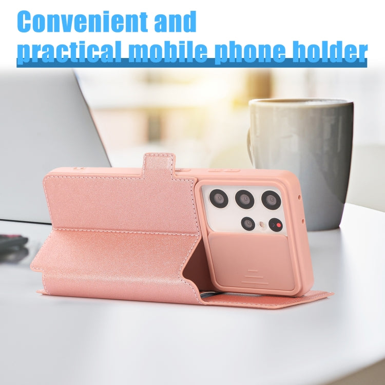 Push Window Double Buckle PU + Silicone Horizontal Flip Leather Case with Holder & Card Slot For Samsung Galaxy S21 Ultra 5G