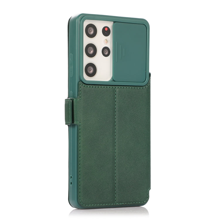Push Window Double Buckle PU + Silicone Horizontal Flip Leather Case with Holder & Card Slot For Samsung Galaxy S21 Ultra 5G