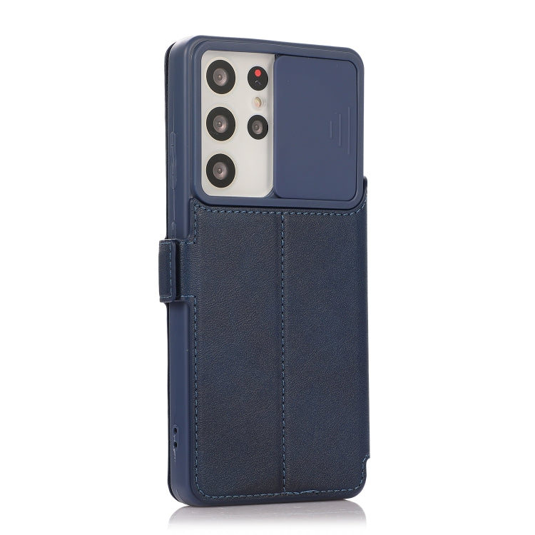 Push Window Double Buckle PU + Silicone Horizontal Flip Leather Case with Holder & Card Slot For Samsung Galaxy S21 Ultra 5G