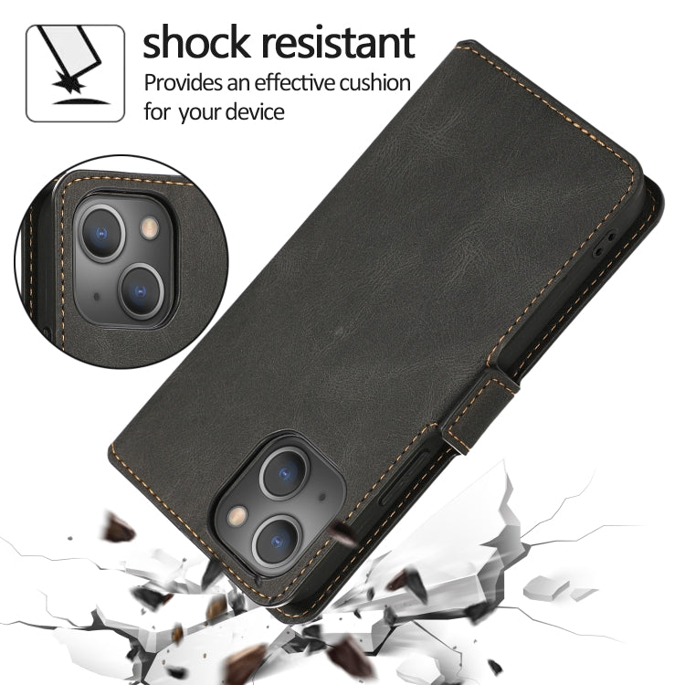 For iPhone 13 Retro Magnetic Closing Clasp Horizontal Flip Leather Case with Holder & Card Slots & Photo Frame & Wallet