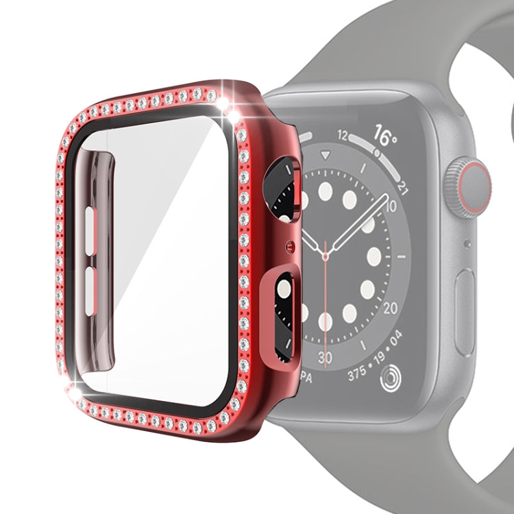 Electroplating PC Single Row Diamond Protective Case with Tempered Glass Film For Apple Watch Series 3 & 2 & 1 38mm