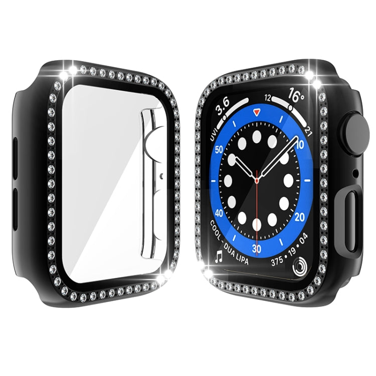 Electroplating PC Single Row Diamond Protective Case with Tempered Glass Film For Apple Watch Series 3 & 2 & 1 38mm