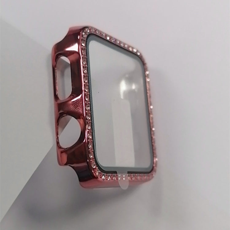 Electroplating PC Single Row Diamond Protective Case with Tempered Glass Film For Apple Watch Series 3 & 2 & 1 38mm