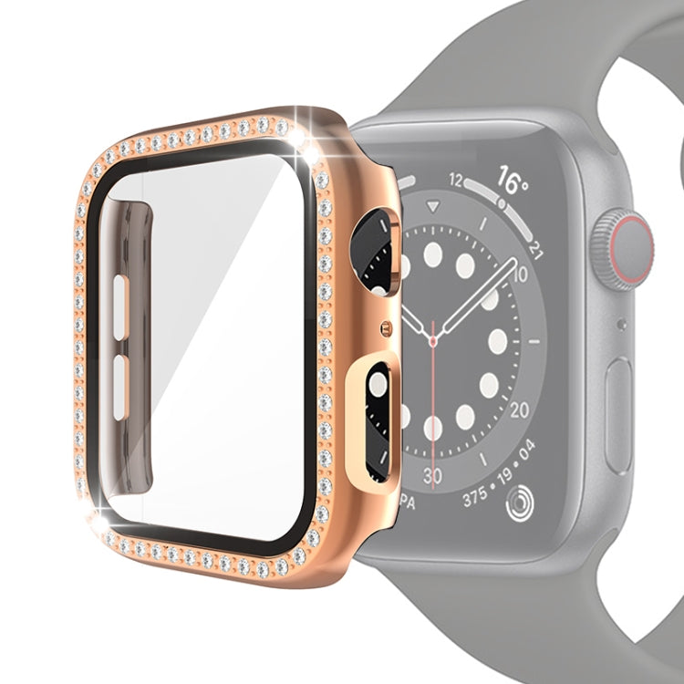 Electroplating PC Single Row Diamond Protective Case with Tempered Glass Film For Apple Watch Series 3 & 2 & 1 38mm