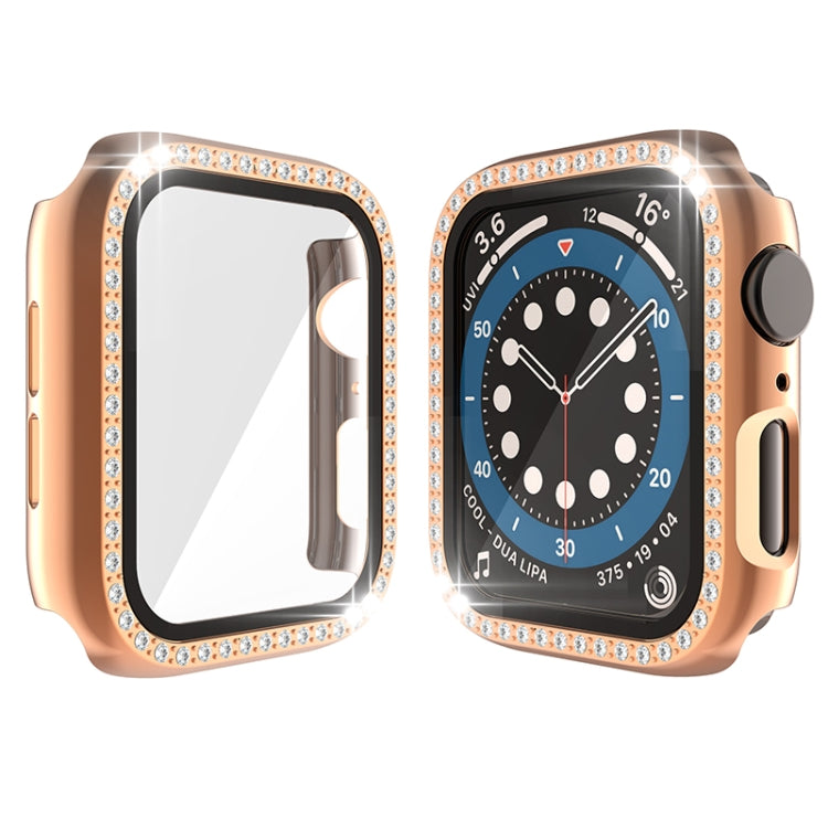 Electroplating PC Single Row Diamond Protective Case with Tempered Glass Film For Apple Watch Series 3 & 2 & 1 38mm