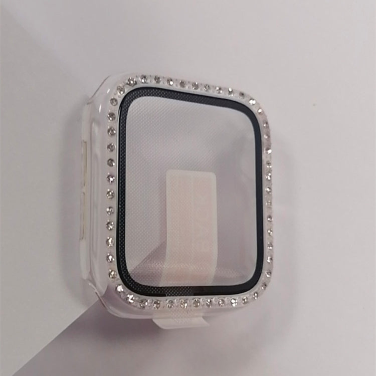 Electroplating PC Single Row Diamond Protective Case with Tempered Glass Film For Apple Watch Series 3 & 2 & 1 38mm