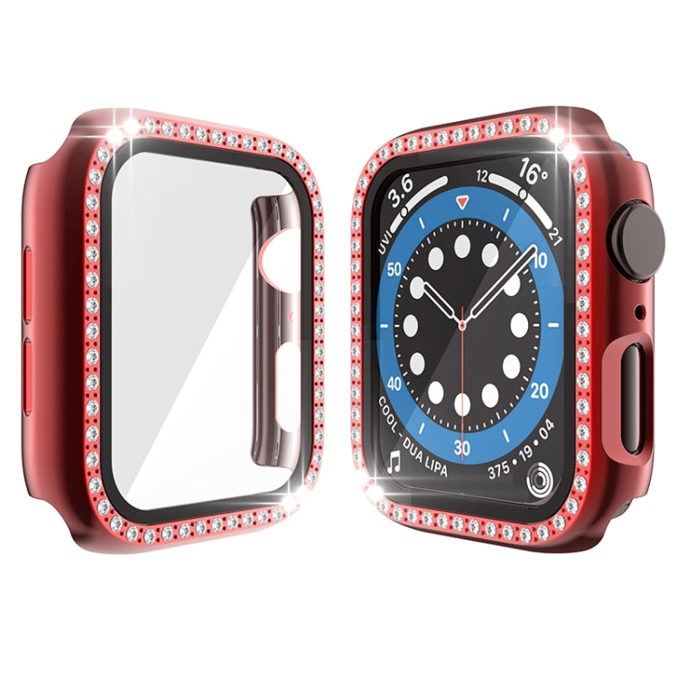 Electroplating PC Single Row Diamond Protective Case with Tempered Glass Film For Apple Watch Series 3 & 2 & 1 42mm