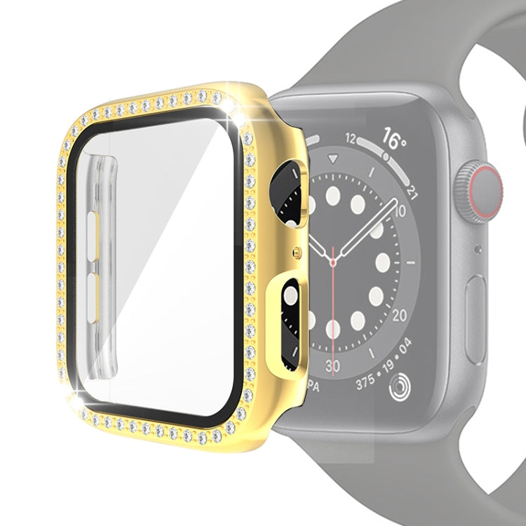Electroplating PC Single Row Diamond Protective Case with Tempered Glass Film For Apple Watch Series 3 & 2 & 1 42mm
