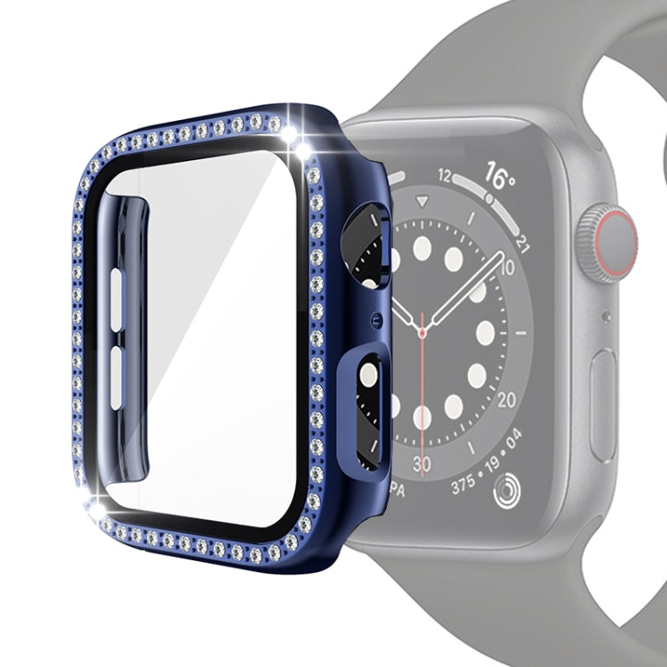 Electroplating PC Single Row Diamond Protective Case with Tempered Glass Film For Apple Watch Series 3 & 2 & 1 42mm