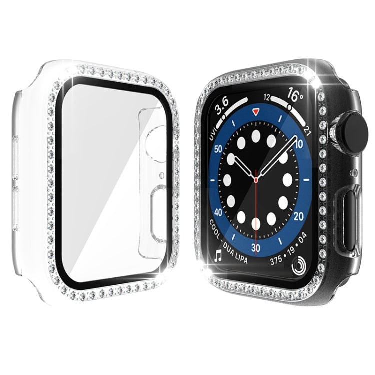 Electroplating PC Single Row Diamond Protective Case with Tempered Glass Film For Apple Watch Series 3 & 2 & 1 42mm