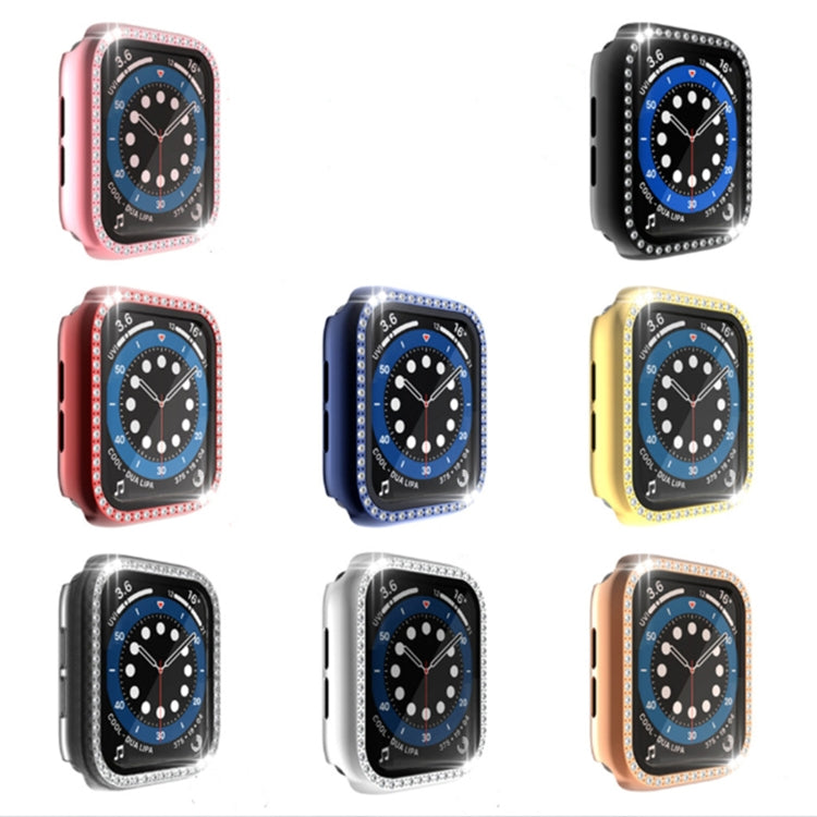 Electroplating PC Single Row Diamond Protective Case with Tempered Glass Film For Apple Watch Series 3 & 2 & 1 42mm