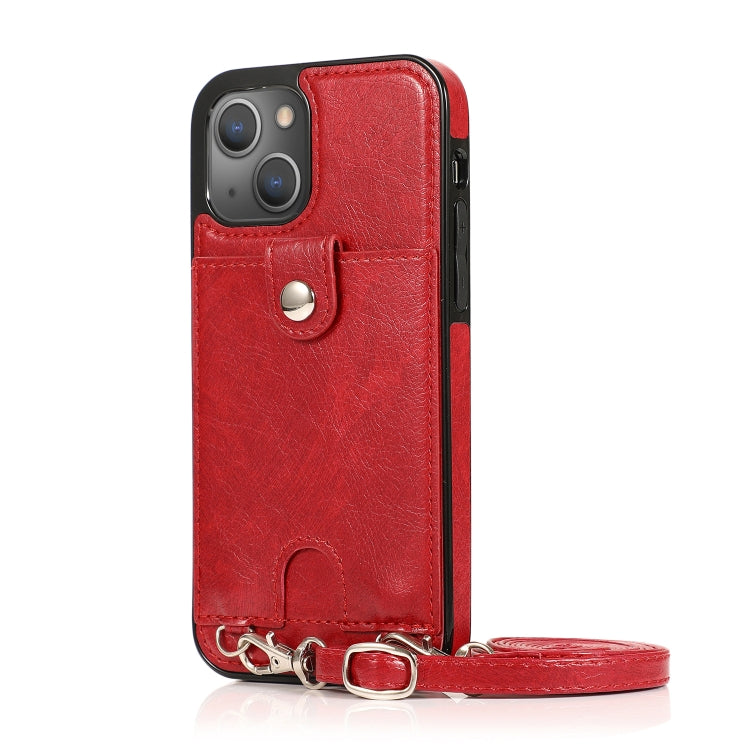 For iPhone 13 mini Shockproof PU Leather + TPU Protective Case with Card Slot & Lanyard