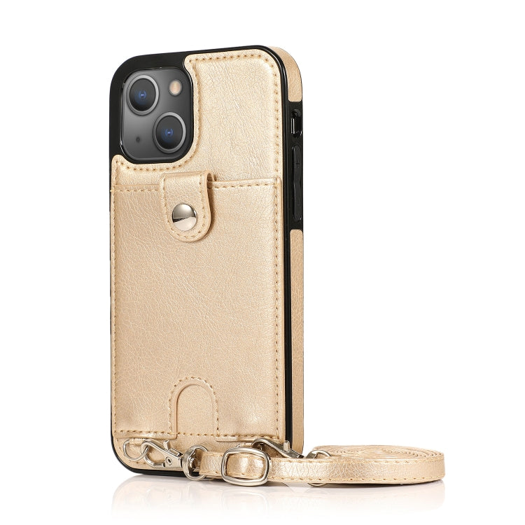 For iPhone 13 mini Shockproof PU Leather + TPU Protective Case with Card Slot & Lanyard