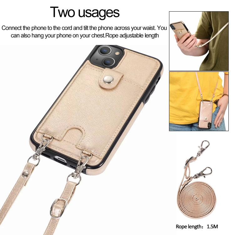 For iPhone 13 mini Shockproof PU Leather + TPU Protective Case with Card Slot & Lanyard