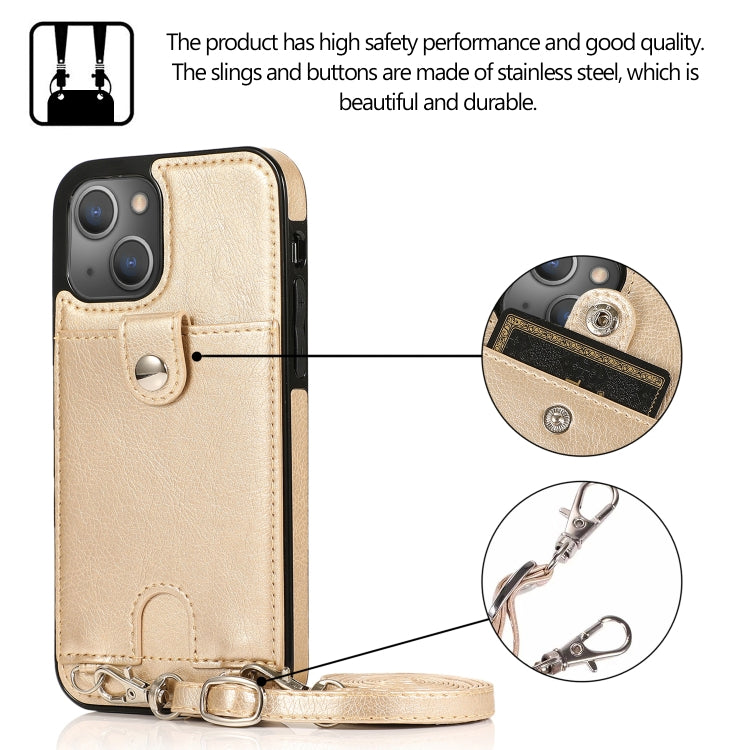 For iPhone 13 mini Shockproof PU Leather + TPU Protective Case with Card Slot & Lanyard