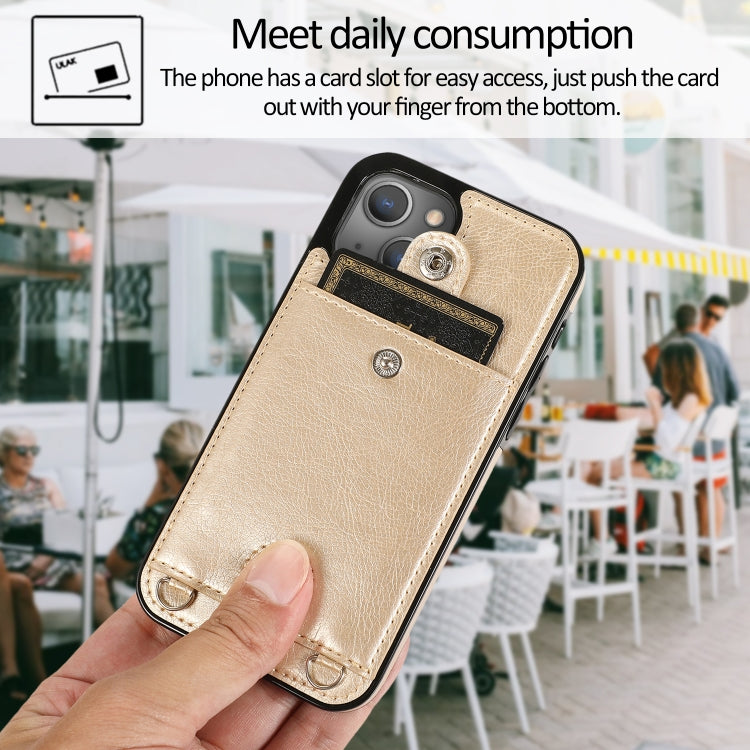 For iPhone 13 mini Shockproof PU Leather + TPU Protective Case with Card Slot & Lanyard