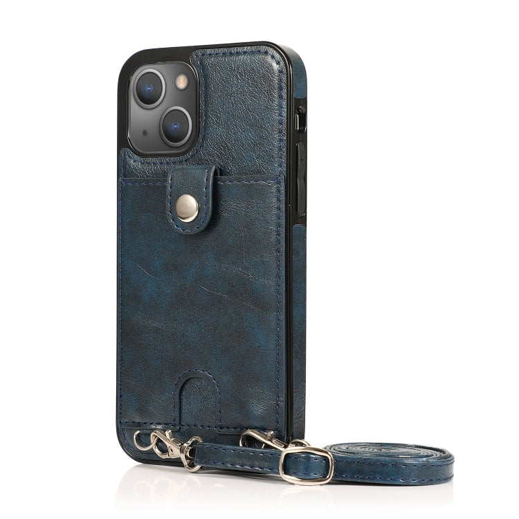 For iPhone 13 mini Shockproof PU Leather + TPU Protective Case with Card Slot & Lanyard