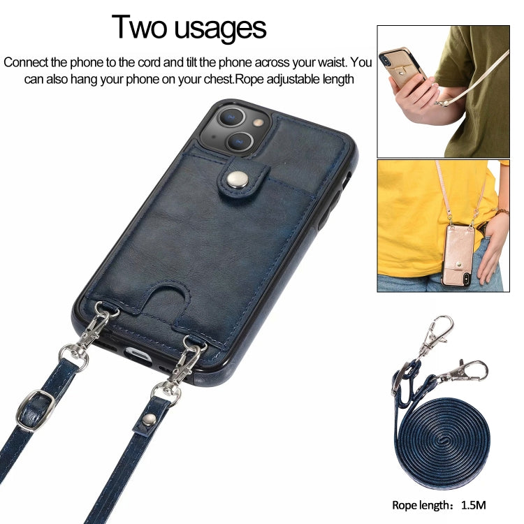 For iPhone 13 mini Shockproof PU Leather + TPU Protective Case with Card Slot & Lanyard