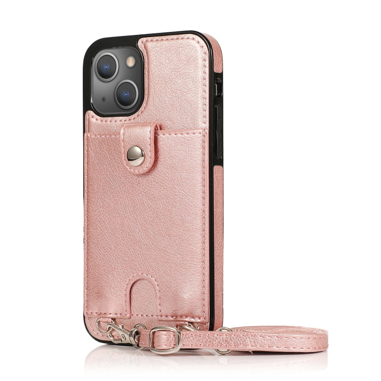 For iPhone 13 mini Shockproof PU Leather + TPU Protective Case with Card Slot & Lanyard