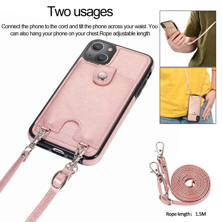 For iPhone 13 mini Shockproof PU Leather + TPU Protective Case with Card Slot & Lanyard