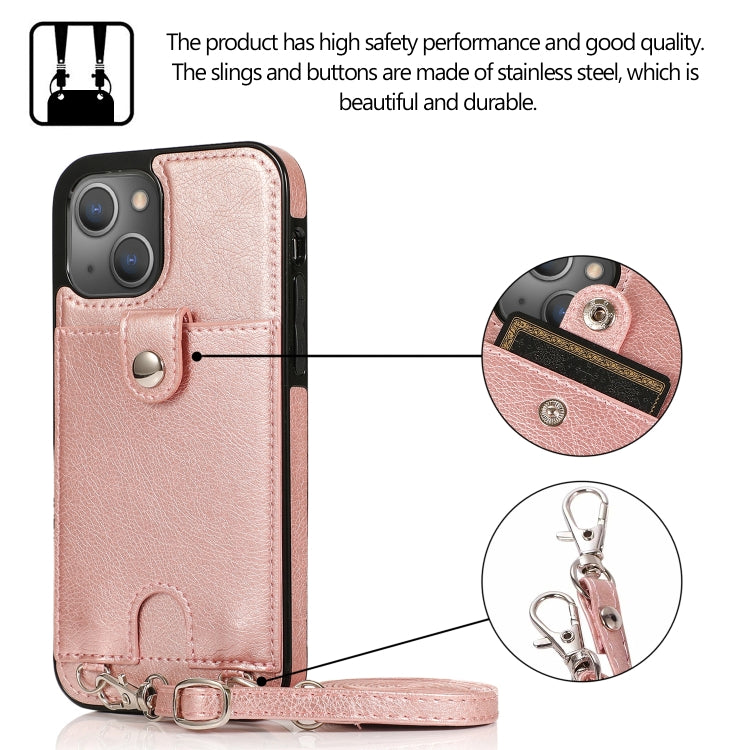 For iPhone 13 mini Shockproof PU Leather + TPU Protective Case with Card Slot & Lanyard