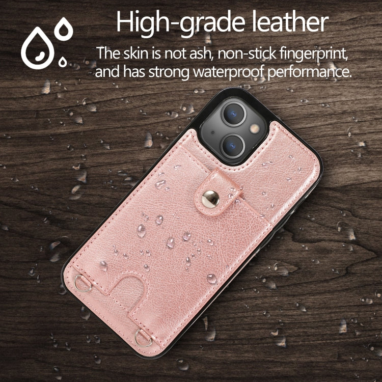 For iPhone 13 mini Shockproof PU Leather + TPU Protective Case with Card Slot & Lanyard