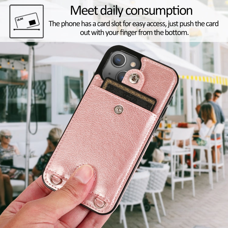 For iPhone 13 mini Shockproof PU Leather + TPU Protective Case with Card Slot & Lanyard