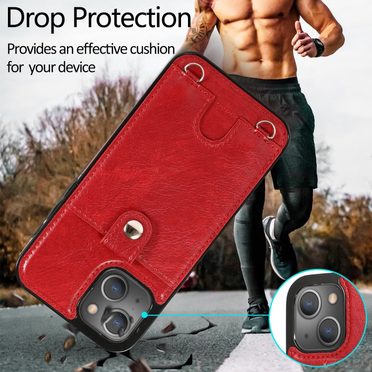 For iPhone 13 Pro Shockproof PU Leather + TPU Protective Case with Card Slot & Lanyard