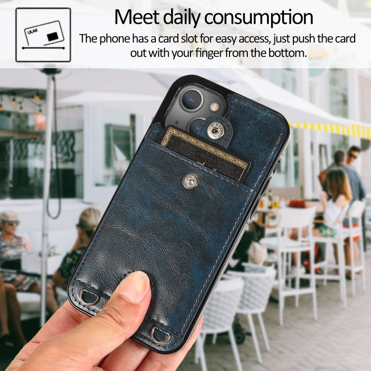 For iPhone 13 Pro Shockproof PU Leather + TPU Protective Case with Card Slot & Lanyard