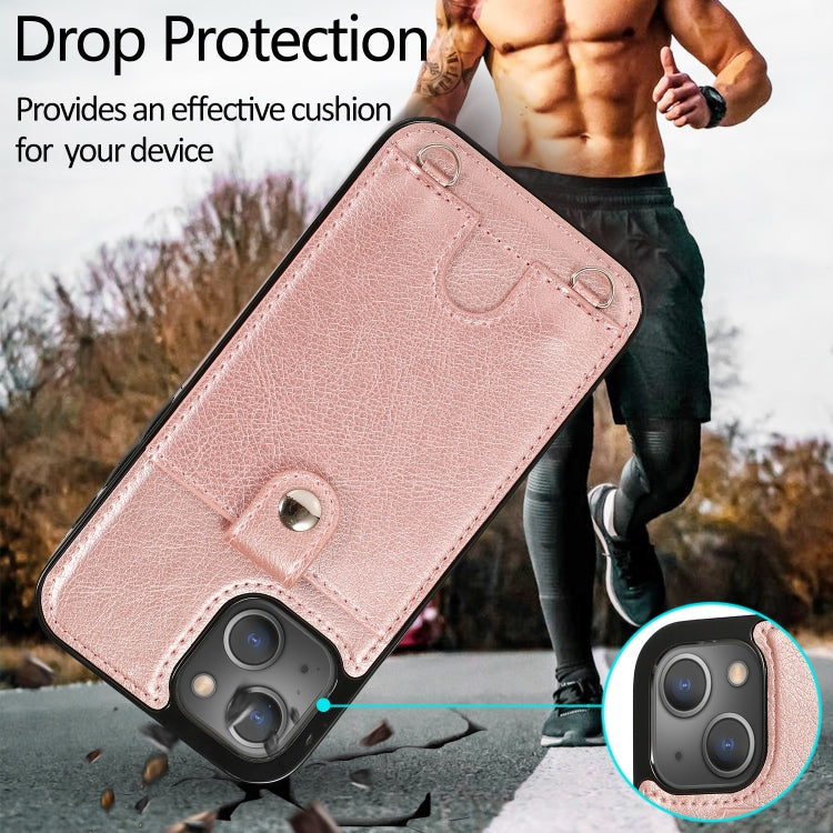 For iPhone 13 Pro Shockproof PU Leather + TPU Protective Case with Card Slot & Lanyard