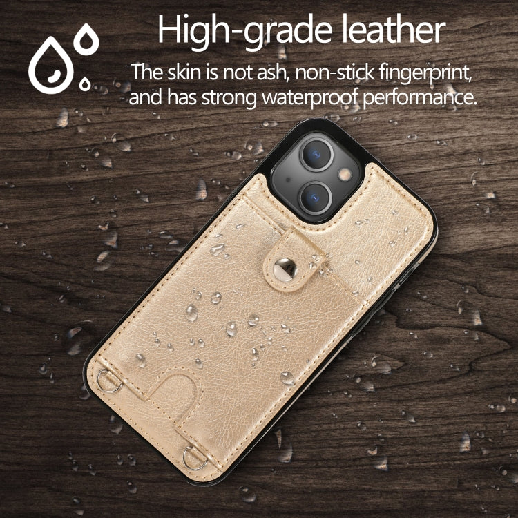 For iPhone 13 Pro Max Shockproof PU Leather + TPU Protective Case with Card Slot & Lanyard