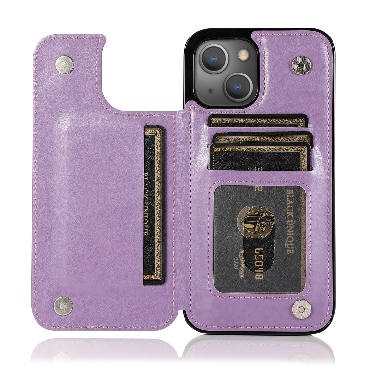 For iPhone 13 mini Butterflies Flowers Double Buckle PU + TPU Protective Case with Holder & Card Slots & Photo Frame
