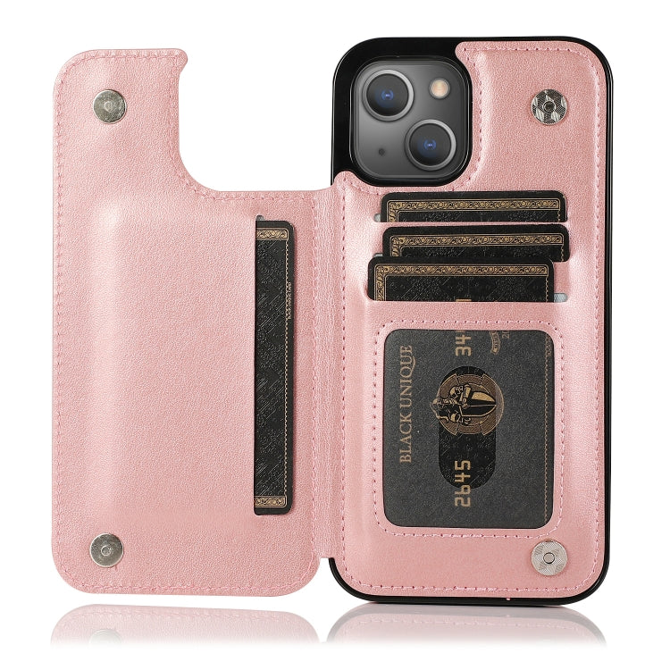 For iPhone 13 mini Butterflies Flowers Double Buckle PU + TPU Protective Case with Holder & Card Slots & Photo Frame