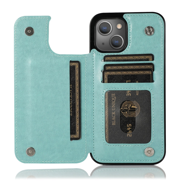 For iPhone 13 mini Butterflies Flowers Double Buckle PU + TPU Protective Case with Holder & Card Slots & Photo Frame