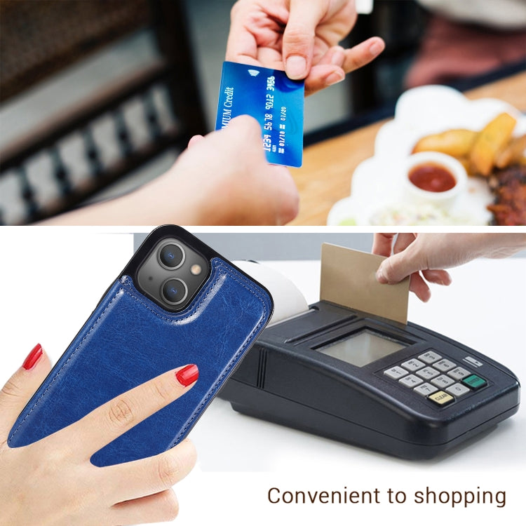 For iPhone 13 mini Double Buckle Shockproof PU Protective Case with Card Slots & Holder For  iPhone 13 Mini