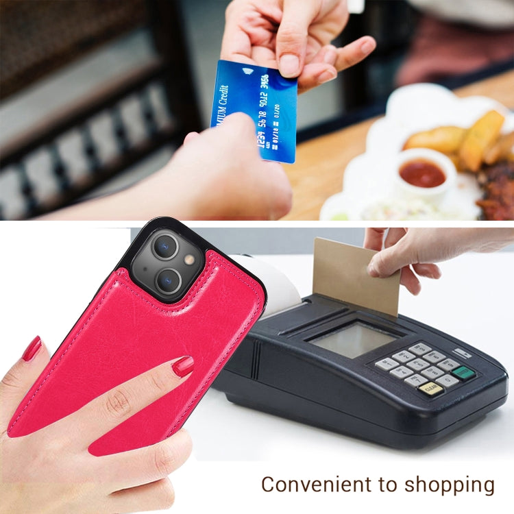 For iPhone 13 Pro Double Buckle Shockproof PU Protective Case with Card Slots & Holder