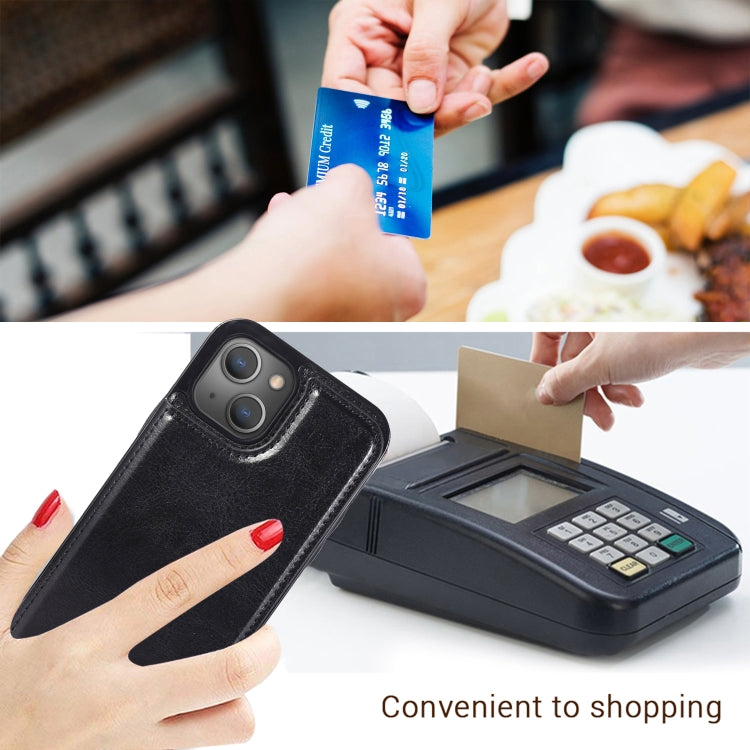 For iPhone 13 Pro Max Double Buckle Shockproof PU Protective Case with Card Slots & Holder