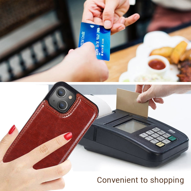 For iPhone 13 Pro Max Double Buckle Shockproof PU Protective Case with Card Slots & Holder