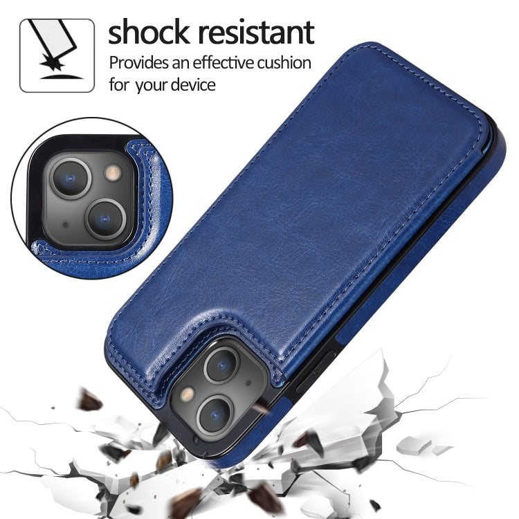 For iPhone 13 Pro Max Double Buckle Shockproof PU Protective Case with Card Slots & Holder