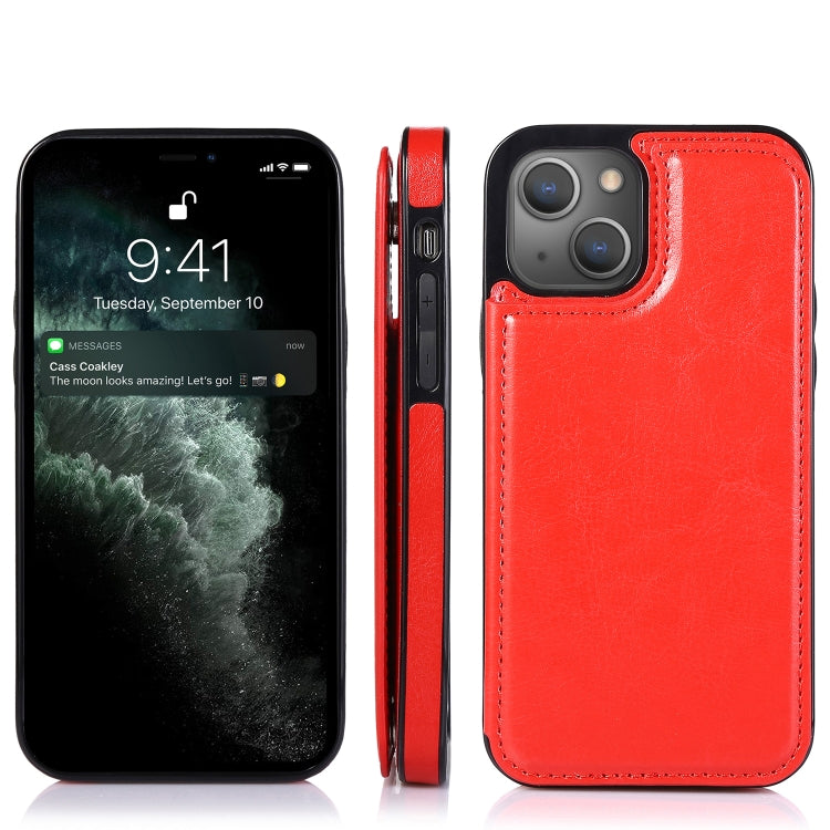 For iPhone 13 Pro Max Double Buckle Shockproof PU Protective Case with Card Slots & Holder
