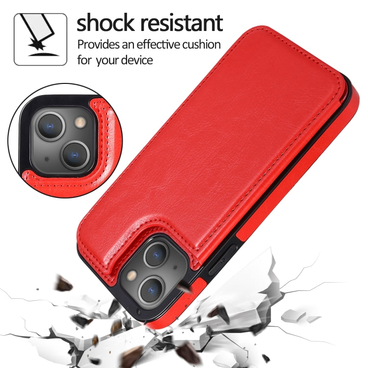 For iPhone 13 Pro Max Double Buckle Shockproof PU Protective Case with Card Slots & Holder