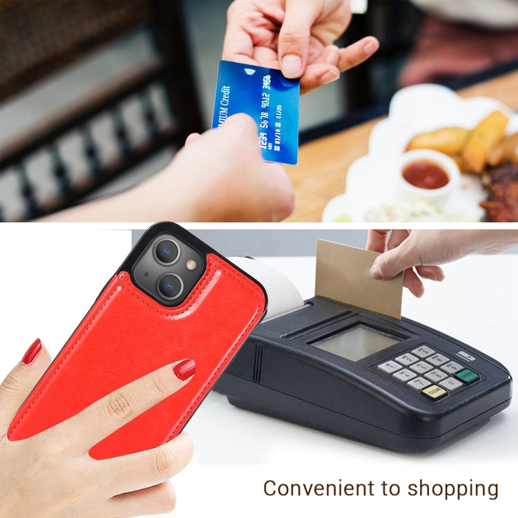 For iPhone 13 Pro Max Double Buckle Shockproof PU Protective Case with Card Slots & Holder