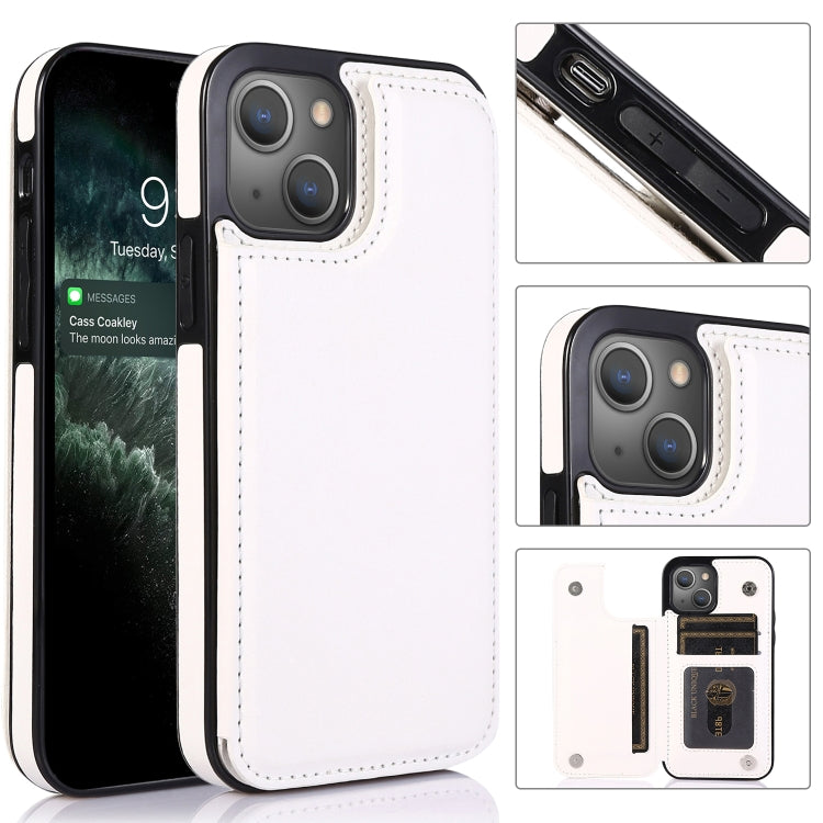 For iPhone 13 Pro Max Double Buckle Shockproof PU Protective Case with Card Slots & Holder